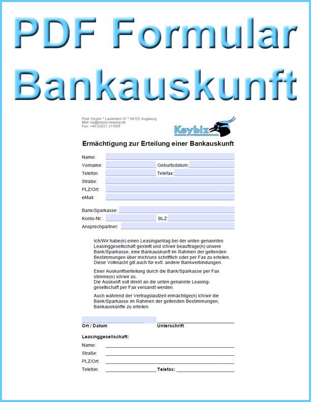 PDF Formular Bankauskunft